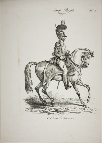 Royal Guard, Norman Mounted Dragoon and Horse, nr. 5, First Limoges Horse av Carle Vernet