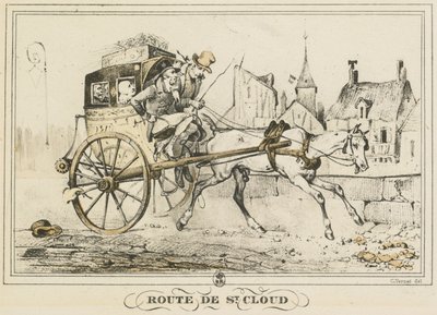 Scener av dagliglivet, veier og stier: Road to Saint-Cloud..., 1816. av Carle Vernet