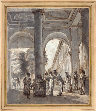 Det kongelige palass i 1810 (blekk på papir) av Carle Vernet