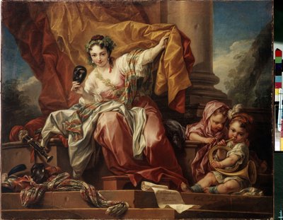 Allegori om komedie. Maleri av Carle Van Loo (1705-1765). Olje på lerret av Carle van Loo