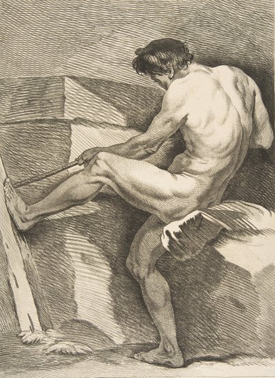 An Academy: Man Pulling a Cord, 1742-43. av Carle van Loo