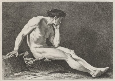 Sittende mann med hodet i hånden av Carle van Loo