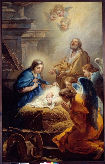 Englenes tilbedelse, maleri av Carle van Loo (1705-1765) 1751 Brest, Museum of Fine Arts av Carle van Loo