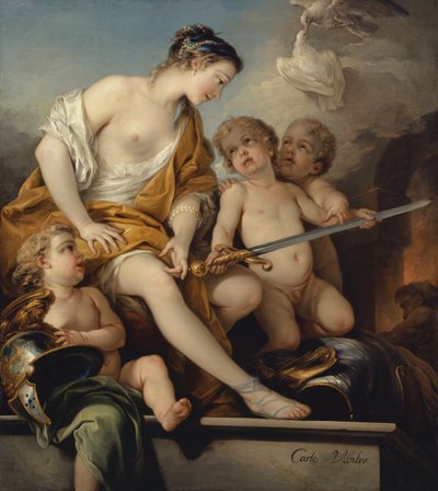 Venus og Cupids med Mars armer, ca. 1743 av Carle van Loo