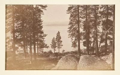 Fire jernbanescener og fire utsikter over Lake Tahoe: Lake Tahoe fra Warm Springs av Carleton E. Watkins