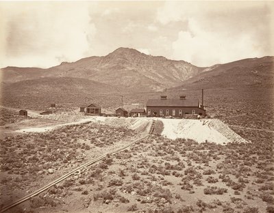 Bygninger av Sutro Tunnel, 1875, trykt ca. 1876. av Carleton Emmons Watkins
