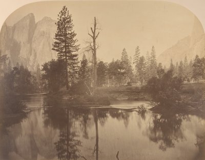 River View Down Valley, Cathedral Rock til venstre, 1861. av Carleton Emmons Watkins