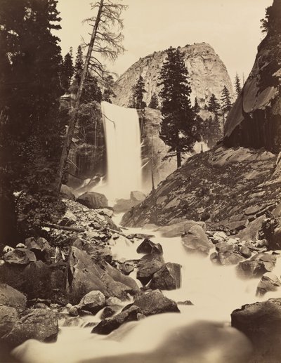 Vernal Fall, Yosemite, 1865-66, trykt ca. 1875. av Carleton Emmons Watkins