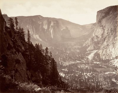 Yosemite Valley fra Glacier Point, ca. 1872, trykt ca. 1876. av Carleton Emmons Watkins