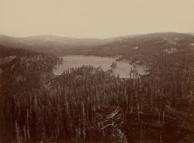 Dams and Lake, Nevada County, Distant View av Carleton Watkins