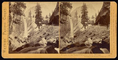 Bilde, av Vernal Fall, 300 fot, Yosemite Valley, Mariposa County, Cal av Carleton Watkins