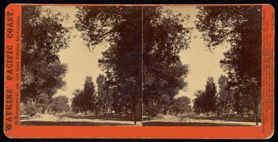 Trekantet gateutsikt over San Gabriel, California av Carleton Watkins