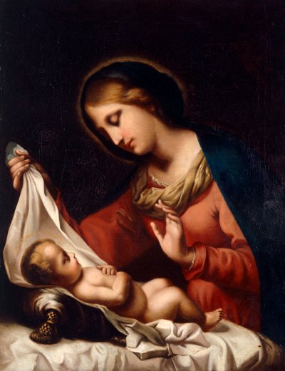 Madonna og barn (olje på lerret) av Carlo (after) Dolci