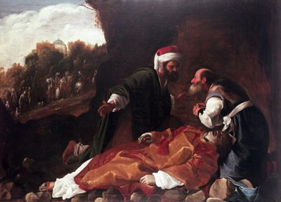 The Burial of St. Stephen (olje på lerret) av Carlo (attr. to) Saraceni