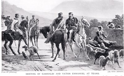 Møte mellom Garibaldi og Victor Emmanuel på Teano, illustrasjon fra 