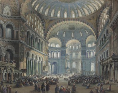 Interiør i Hagia Sophia i Konstantinopel av Carlo Bossoli