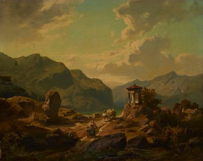 Fjelllandskap med innsjø av Carlo Brioschi