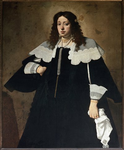 Portrett av en dame med et hvitt lommetørkle (olje på lerret av Carlo Ceresa
