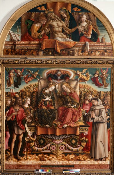 Kroningen av jomfruen med den hellige treenighet og hellige av Carlo Crivelli