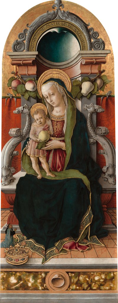 Madonna og barn tronet med donor av Carlo Crivelli