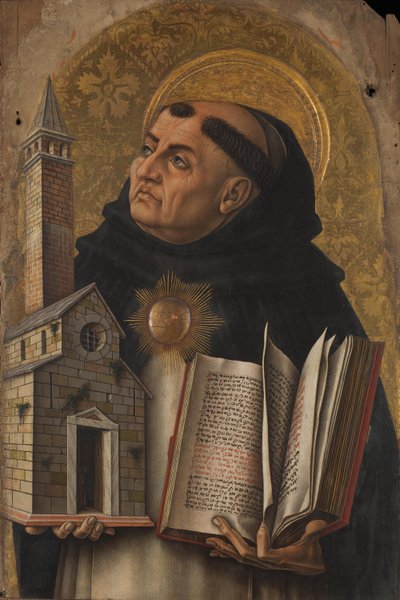 Saint Thomas Aquinas 1476 (tempera på poppel) av Carlo Crivelli