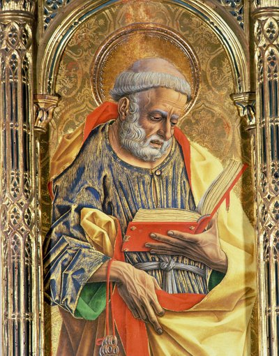 St. Peter, detalj fra SantEmidio polyptych, 1473 tempera på paneldetalj av 76636 av Carlo Crivelli