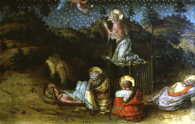 The Agony in the Garden, venstrehåndspredellpanel fra San Silvestro polyptyken av Carlo Crivelli