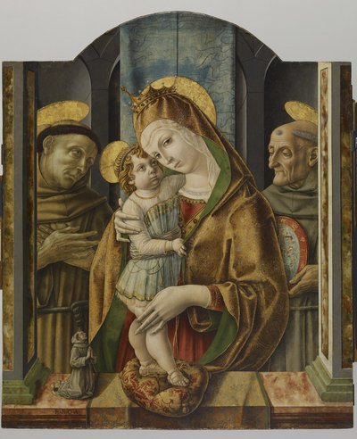 Jomfru og barn med hellige og giver, ca. 1490 (tempera og bladgull på panel) av Carlo Crivelli