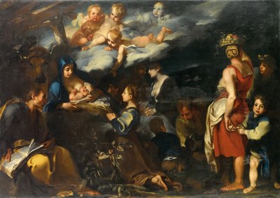 Tilbedelse av barnet med den hellige Lukas, ca. 1700 av Carlo Donelli
