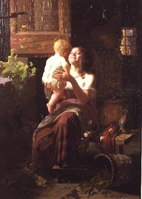 The Mother (olje på lerret) av Carlo Facchinetti