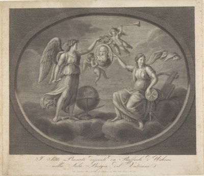 Allegorier om Galileo Galilei Syv planeter malt av Raffaele d
