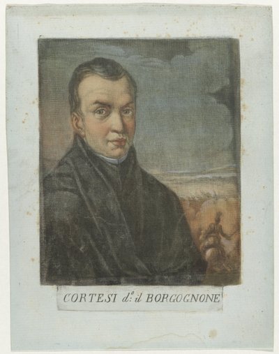 Portrett av maleren Jacques Courtois Kunstenaars Zelfportret En in de Galleria degli Uffizi te Florence (serietittel) Selvportrettene til Real Galleria di Firenze (serietittel) av Carlo Lasinio