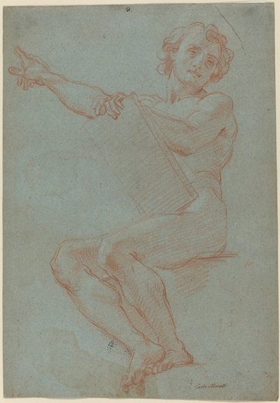 En sittende mann som holder et nettbrett av Carlo Maratta