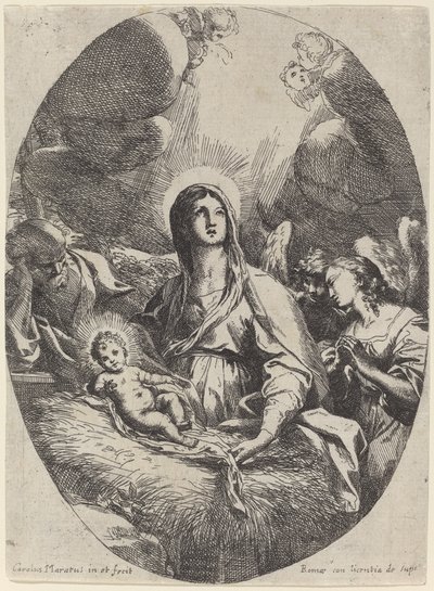 Den hellige familie med engler av Carlo Maratta