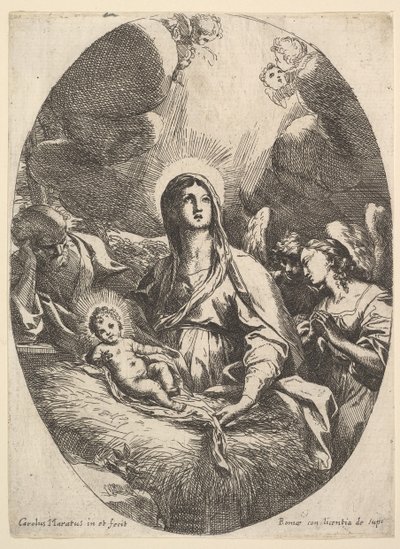 Englenes tilbedelse. av Carlo Maratta or Maratti
