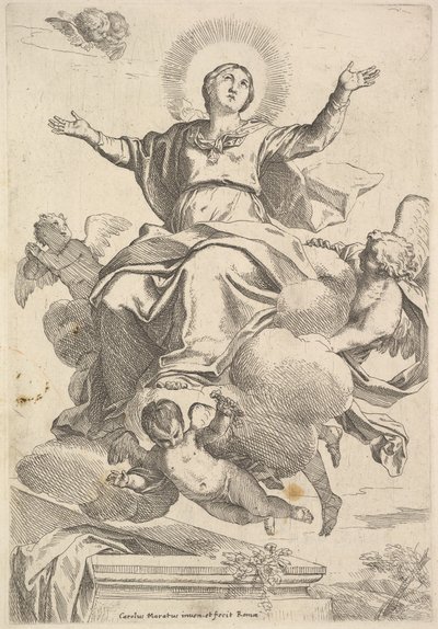 Jomfruens antagelse. av Carlo Maratta or Maratti