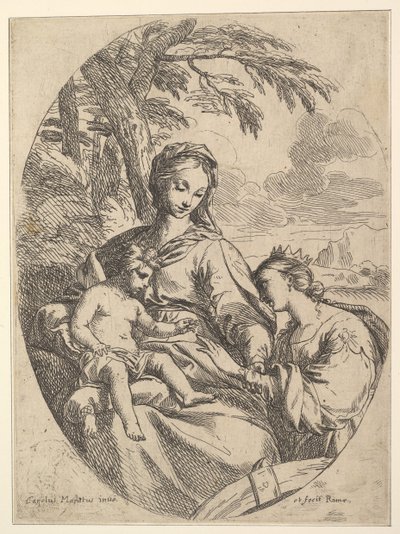 St. Catherines ekteskap. av Carlo Maratta or Maratti