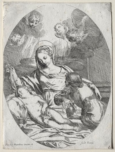Madonna og barn med Magdalen. av Carlo Maratta or Maratti
