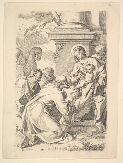 The Adoration of the Magi kopi i revers. av Carlo Maratti