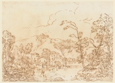 En landsby ved en bekk i Mountainous Country av Carlo Marchionni
