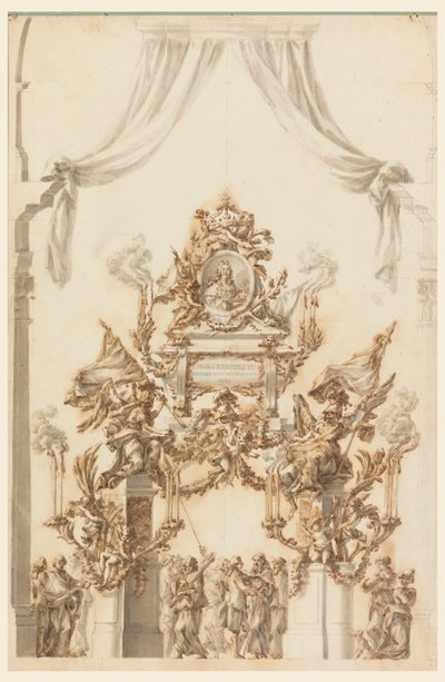 Design for en katafalk for Charles Emanuel III fra Sardinia av Carlo Marchionni