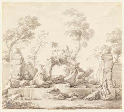 Design for en fontene med Pegasus, for Villa Albani, Roma av Carlo Marchionni