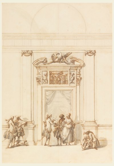 Design for Nordportalen, Grand Gallery, Villa Albani, Roma, Italia av Carlo Marchionni