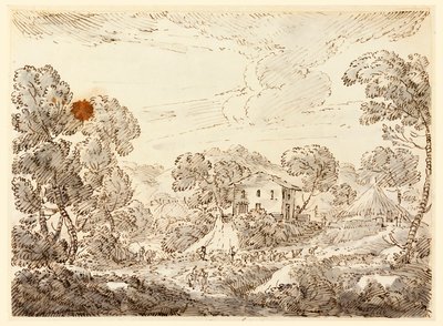 Tegning, En bondebolig i skogkledd land, 1750–1770 av Carlo Marchionni