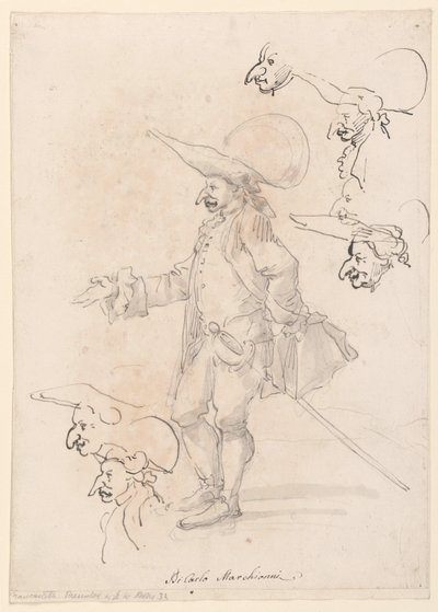 Tegning, karikaturer, ca. 1725–75 av Carlo Marchionni