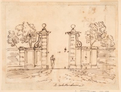Tegning, design for en port til en villa, 1750–55 av Carlo Marchionni
