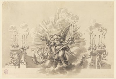 Tegning, design for en seremoniell dekorasjon, ca. 1760 av Carlo Marchionni