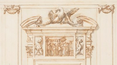 Tegning, design for Nordportalen, Grand Gallery, Villa Albani, Roma, Italia, 1755–56 av Carlo Marchionni