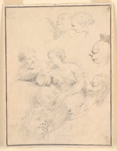 Tegning, figurskisser, 1775 av Carlo Marchionni