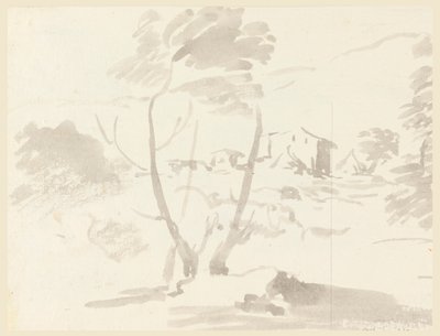Tegning, skisse av trær i et landskap, 1760–1780 av Carlo Marchionni
